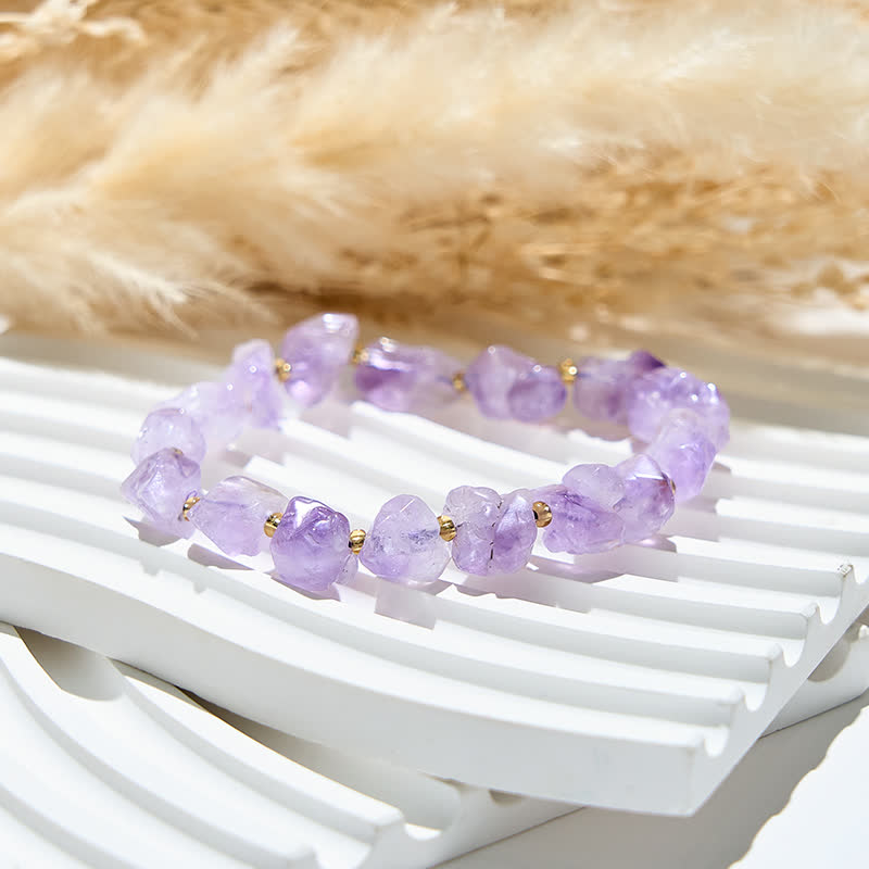 Pulsera de cuentas de amatista irregulares naturales de Olivenorma