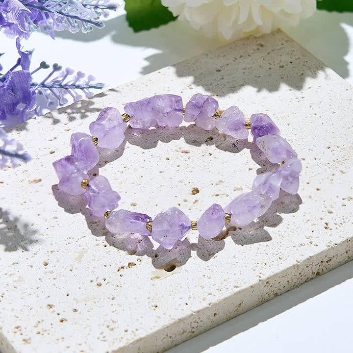 Pulsera de cuentas de amatista irregulares naturales de Olivenorma
