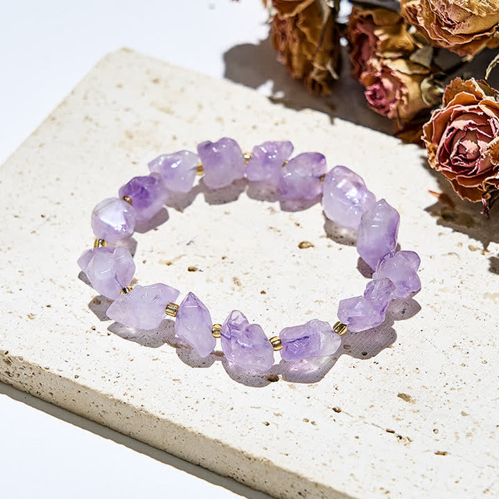 Pulsera de cuentas de amatista irregulares naturales de Olivenorma