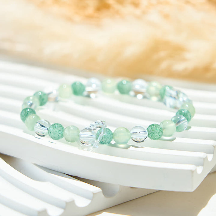 Pulsera de cuentas de cuarzo fresa verde peridoto de Olivenorma