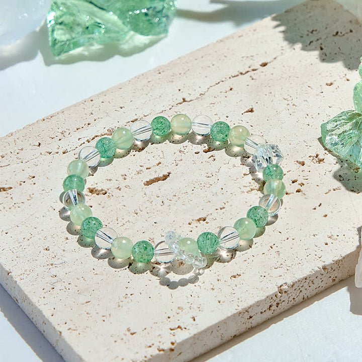 Pulsera de cuentas de cuarzo fresa verde peridoto de Olivenorma