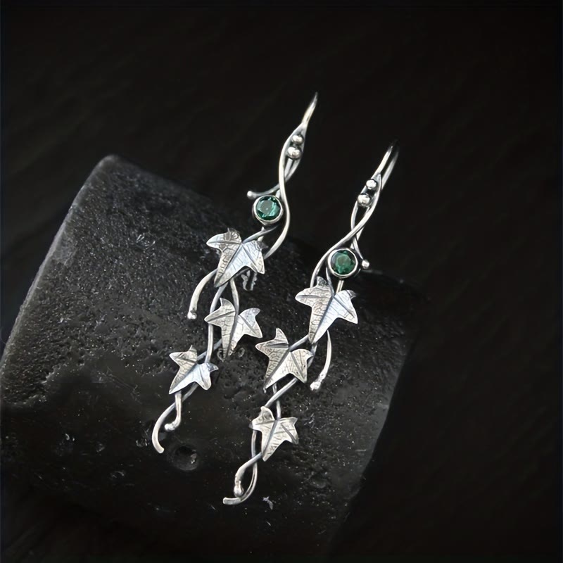 Pendientes con forma de vid con incrustaciones de piedras preciosas genuinas de Olivenorma