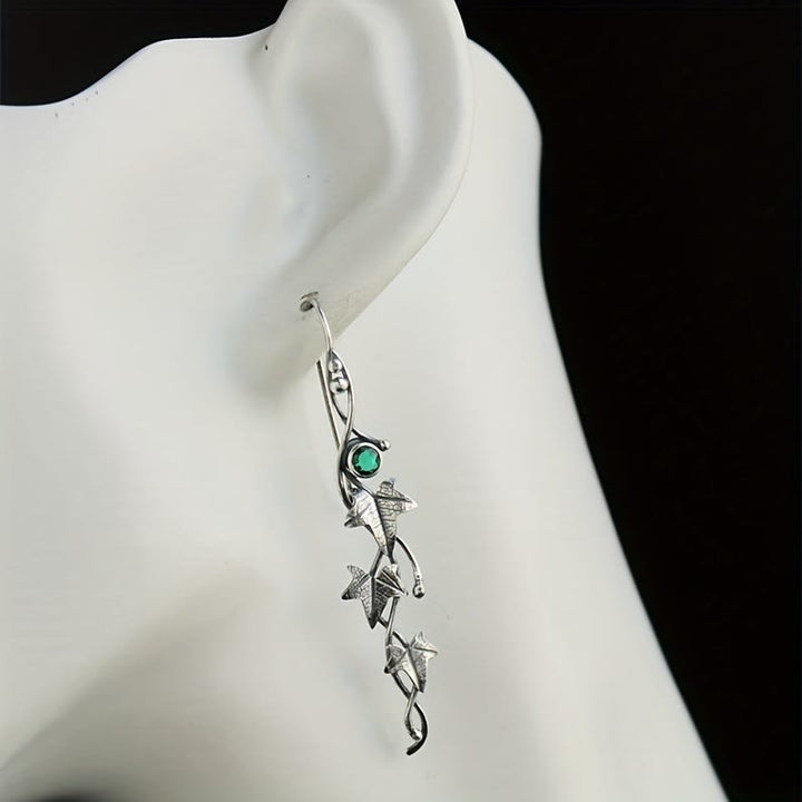 Pendientes con forma de vid con incrustaciones de piedras preciosas genuinas de Olivenorma