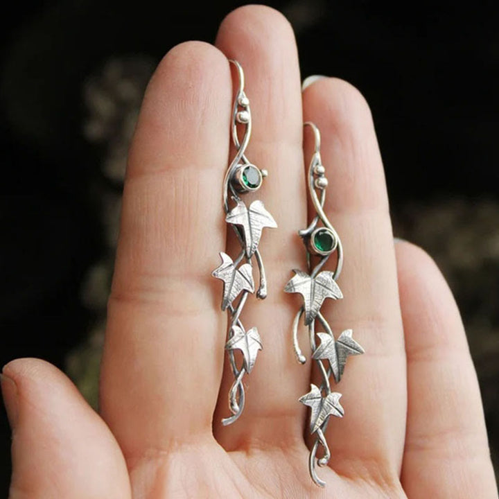 Pendientes con forma de vid con incrustaciones de piedras preciosas genuinas de Olivenorma