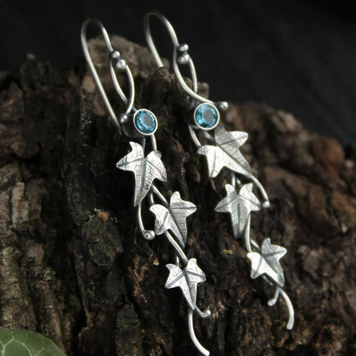 Pendientes con forma de vid con incrustaciones de piedras preciosas genuinas de Olivenorma