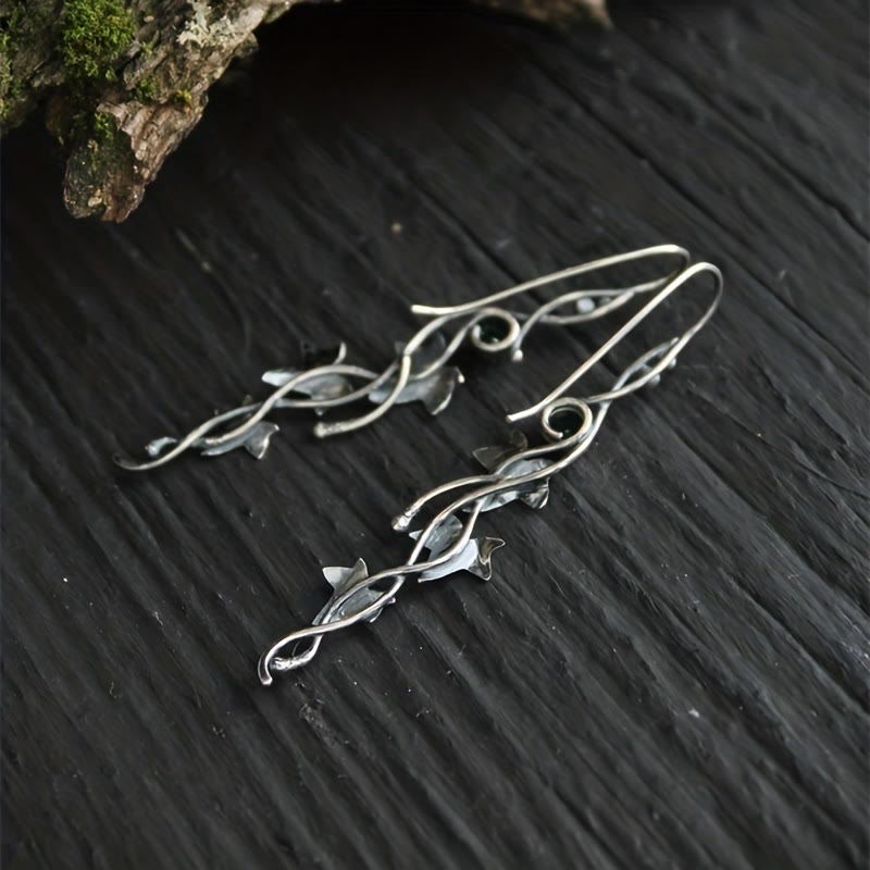 Pendientes con forma de vid con incrustaciones de piedras preciosas genuinas de Olivenorma