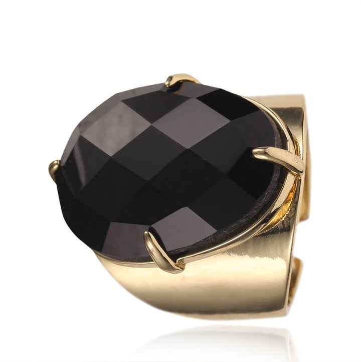 Anillo ajustable con piedra curativa natural facetada de Olivenorma