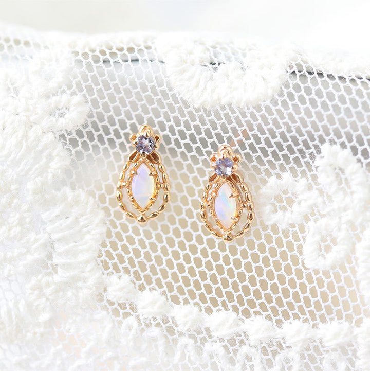 Conjunto de collar, anillo y pendientes con ópalo de Olivenorma Conjunto de joyas con piedras preciosas