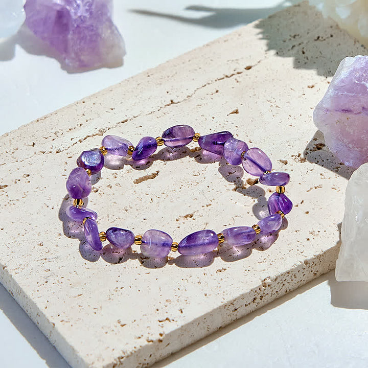 Pulsera de cuentas de amatista natural de Olivenorma 