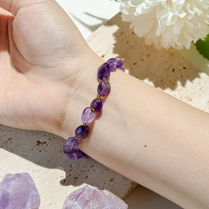 Pulsera de cuentas de amatista natural de Olivenorma 