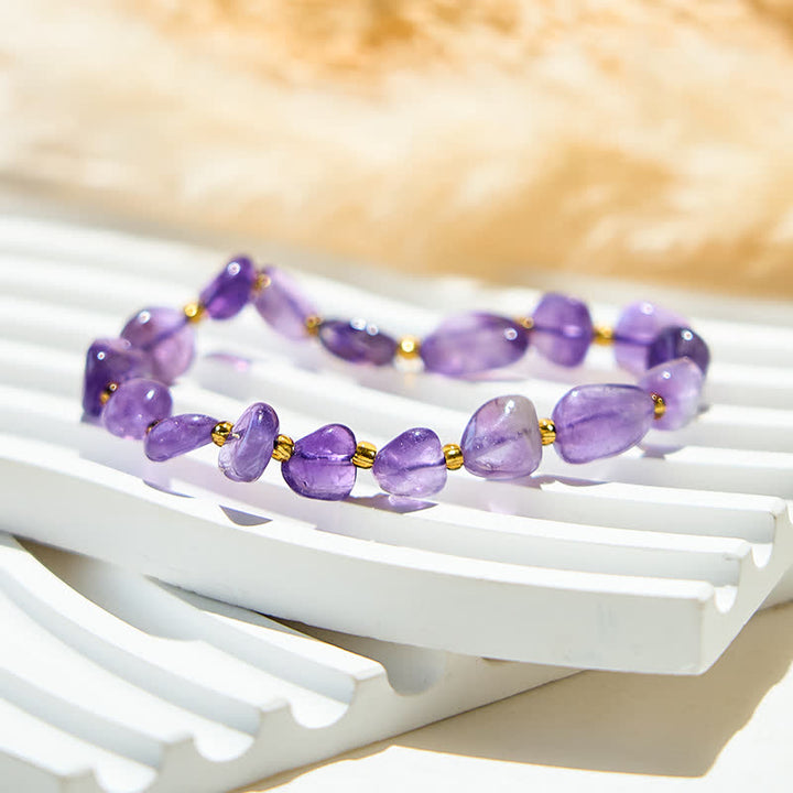 Pulsera de cuentas de amatista natural de Olivenorma 