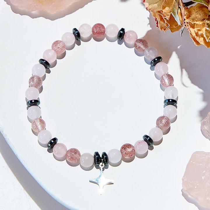 Pulsera con colgante de estrella y cuentas de piedra natural de Olivenorma 