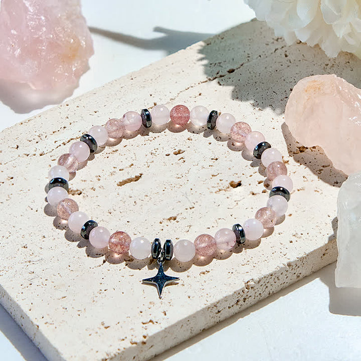 Pulsera con colgante de estrella y cuentas de piedra natural de Olivenorma 