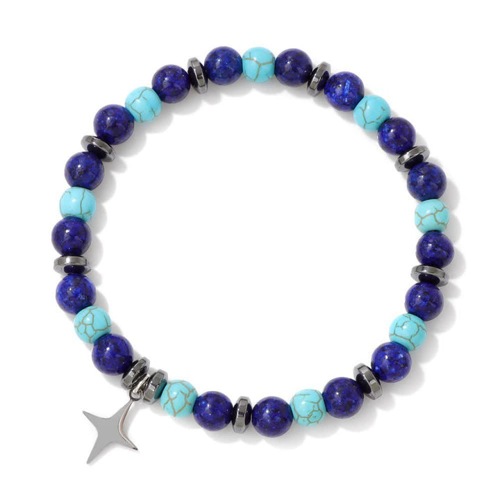 Pulsera con colgante de estrella y cuentas de piedra natural de Olivenorma 