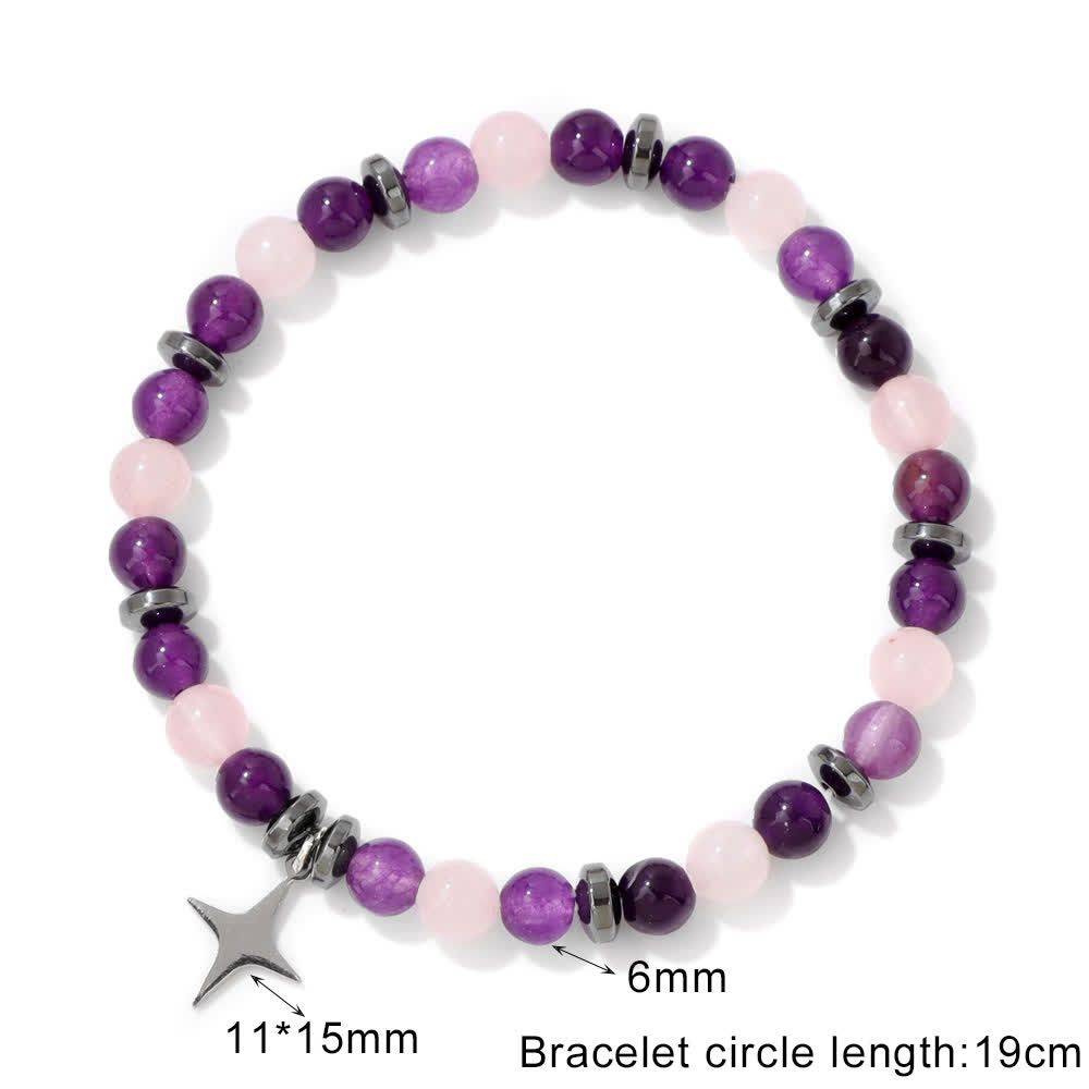 Pulsera con colgante de estrella y cuentas de piedra natural de Olivenorma 