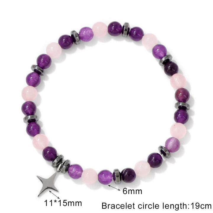 Pulsera con colgante de estrella y cuentas de piedra natural de Olivenorma 