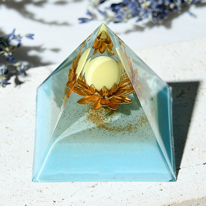 Torre de energía de loto de jade amarillo de Olivenorma Pirámide orgónica