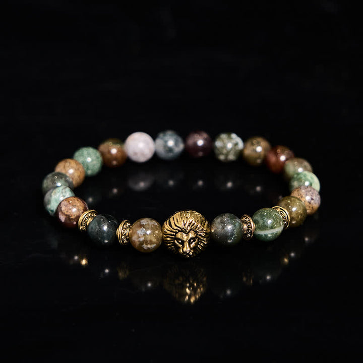 Pulsera de cuentas de ágata musgosa de color turquesa africana natural de Olivenorma 