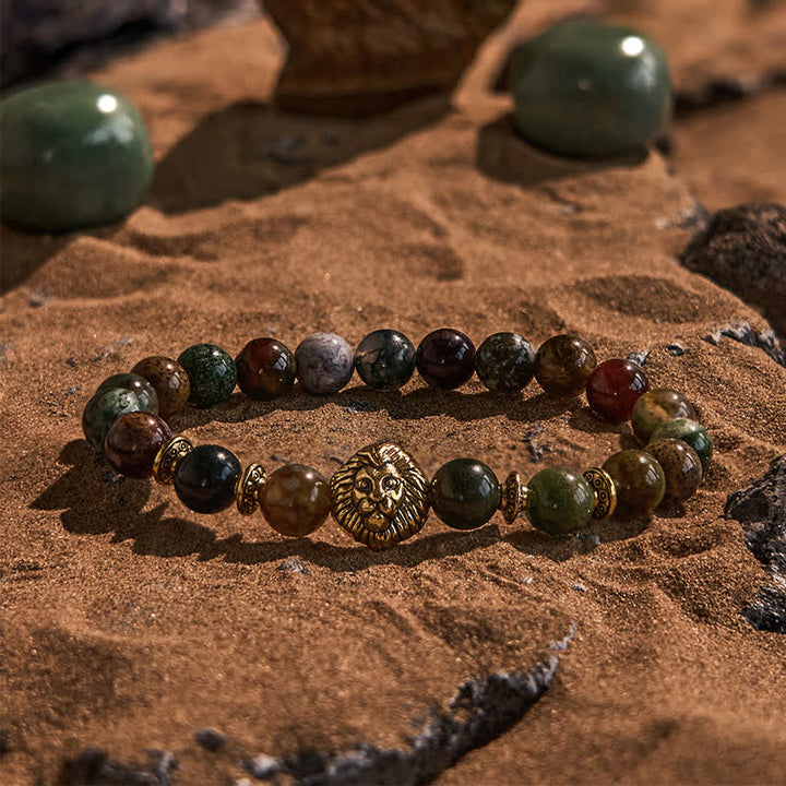 Pulsera de cuentas de ágata musgosa de color turquesa africana natural de Olivenorma 