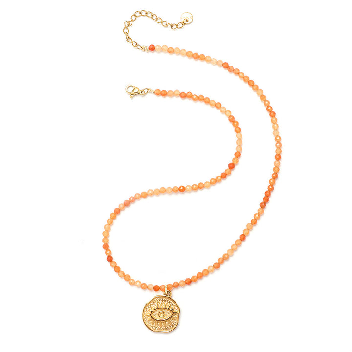 Collar de cuentas con piedras preciosas y sol, luna y estrellas de Olivenorma Boho