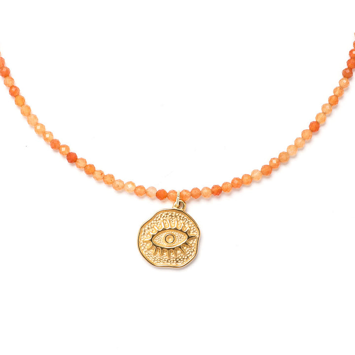Collar de cuentas con piedras preciosas y sol, luna y estrellas de Olivenorma Boho