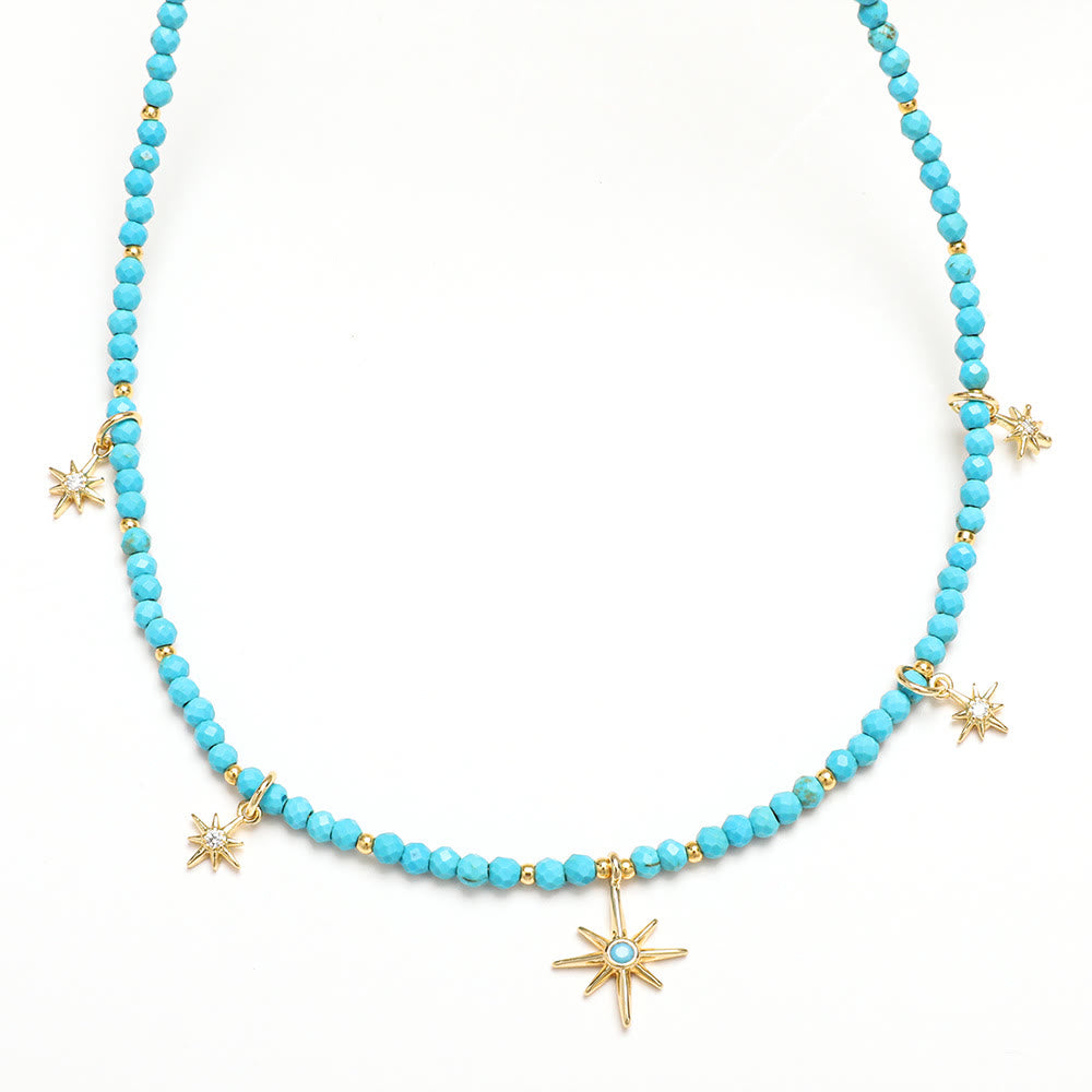 Collar de cuentas con piedras preciosas azules y circonitas estilo bohemio de Olivenorma