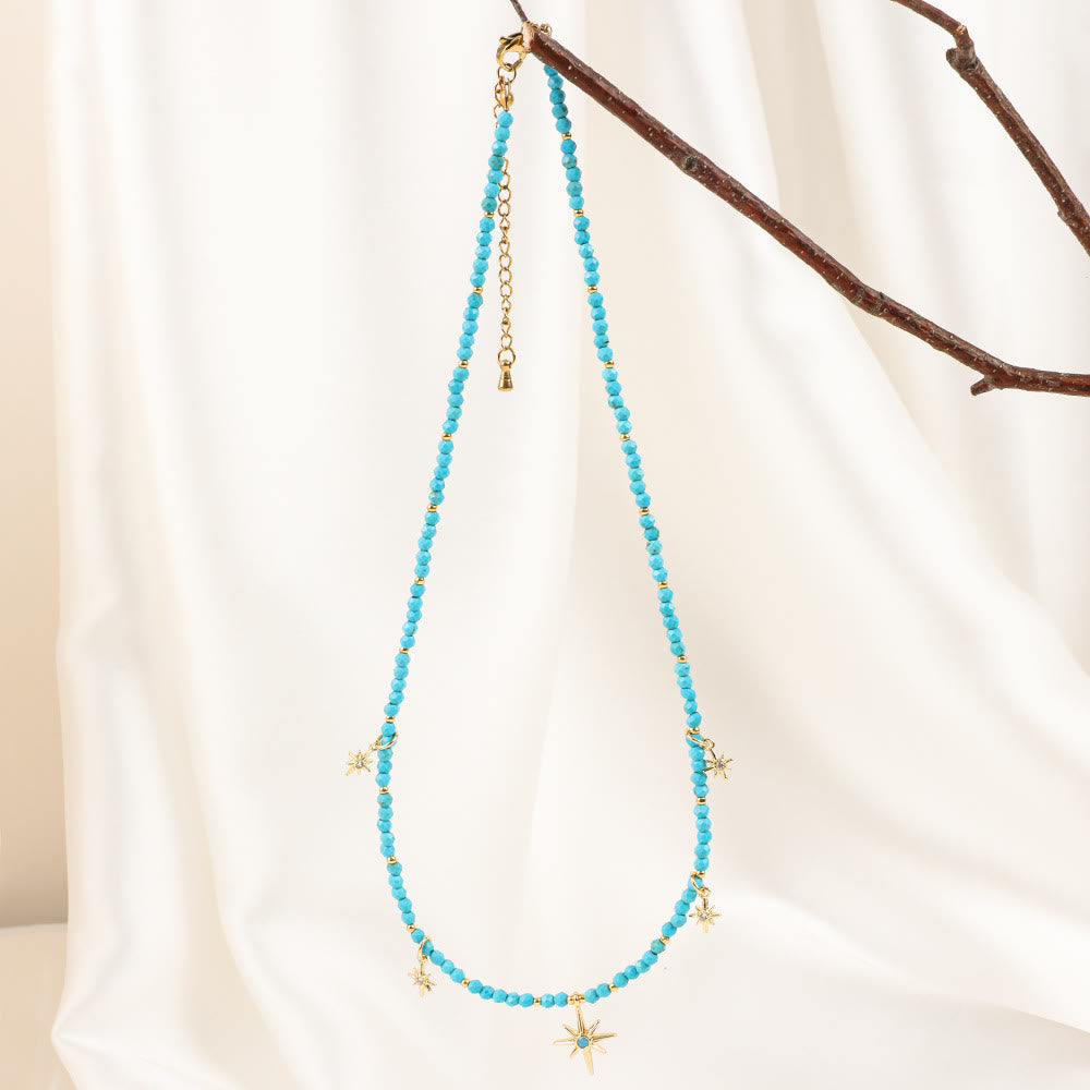 Collar de cuentas con piedras preciosas azules y circonitas estilo bohemio de Olivenorma