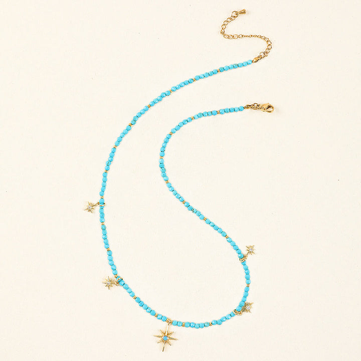 Collar de cuentas con piedras preciosas azules y circonitas estilo bohemio de Olivenorma