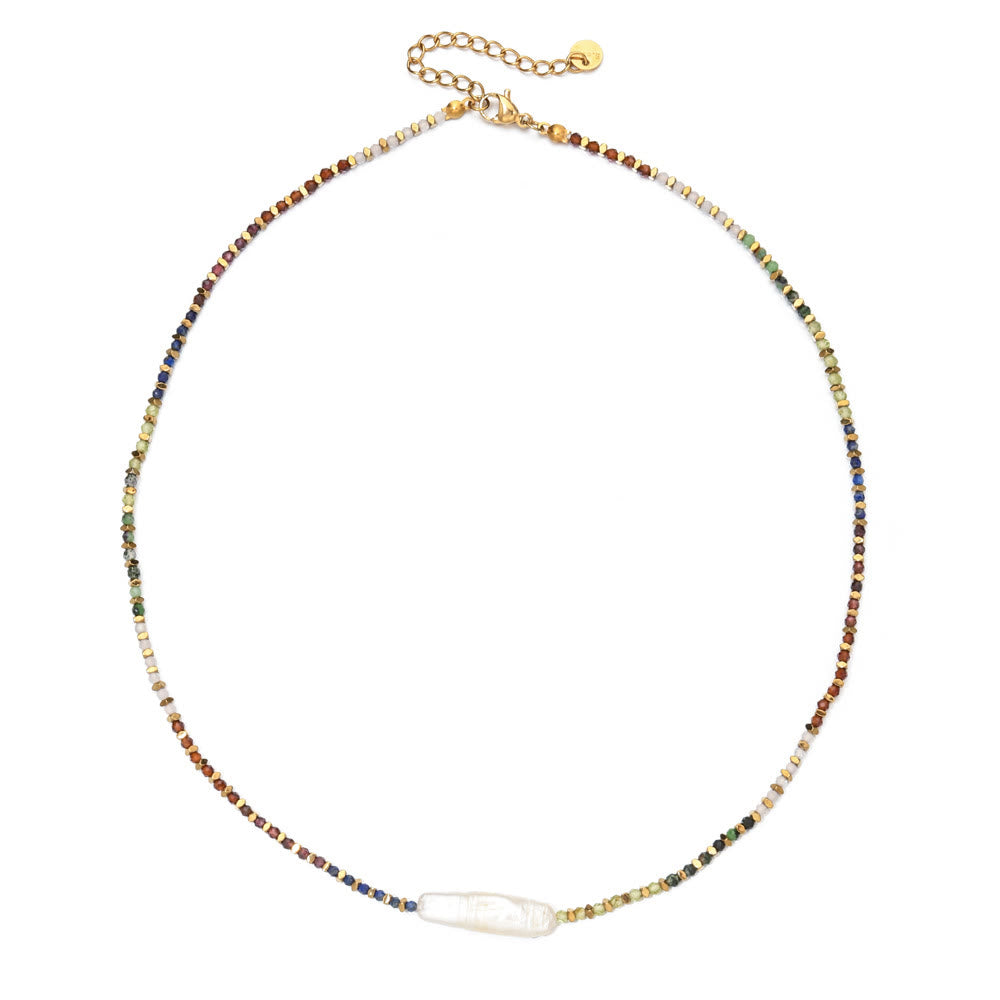 Collar de cuentas estilo bohemio con piedras preciosas facetadas Narce de Olivenorma
