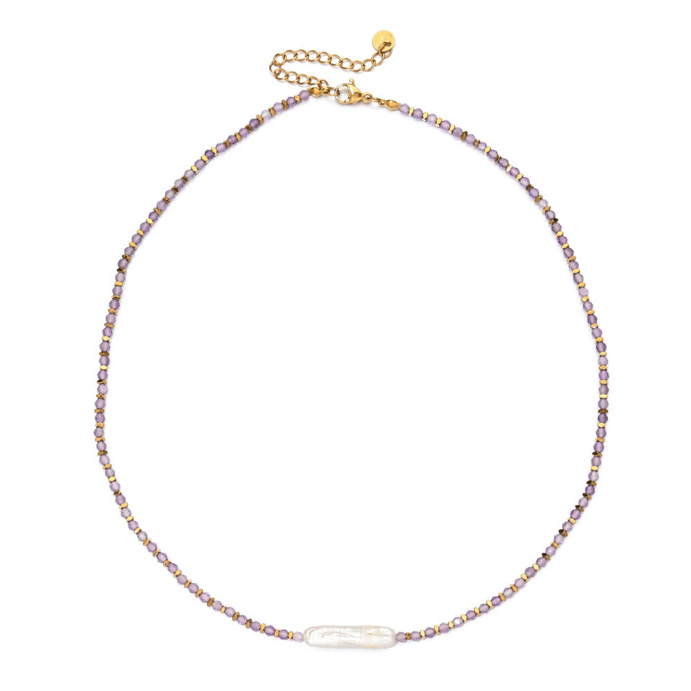 Collar de cuentas estilo bohemio con piedras preciosas facetadas Narce de Olivenorma