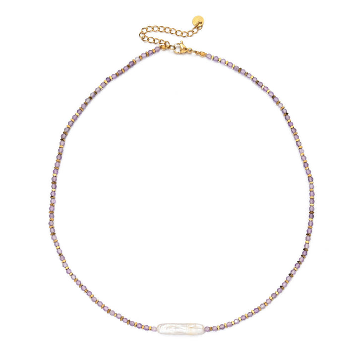 Collar de cuentas estilo bohemio con piedras preciosas facetadas Narce de Olivenorma