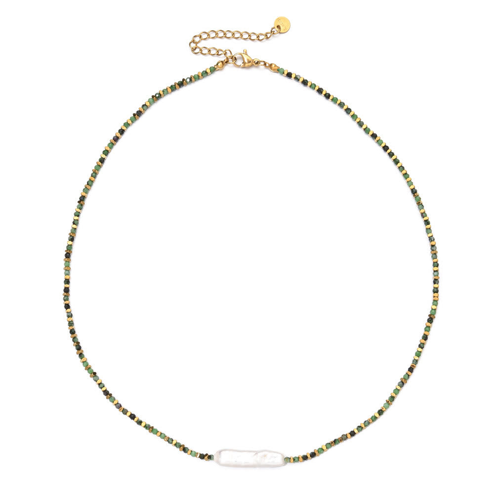 Collar de cuentas estilo bohemio con piedras preciosas facetadas Narce de Olivenorma