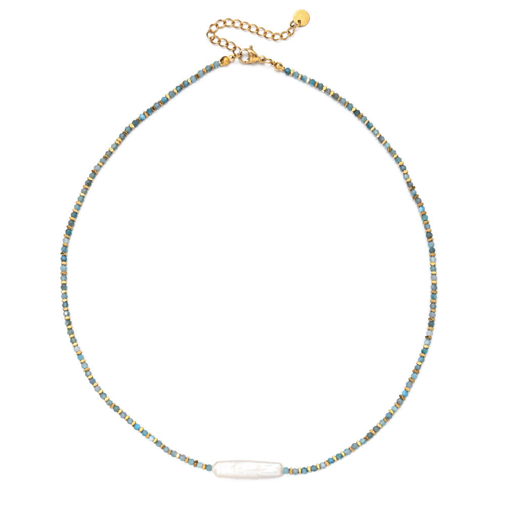 Collar de cuentas estilo bohemio con piedras preciosas facetadas Narce de Olivenorma