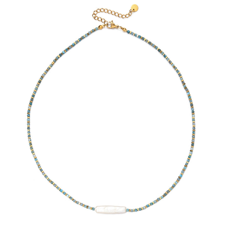 Collar de cuentas estilo bohemio con piedras preciosas facetadas Narce de Olivenorma