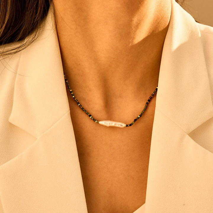 Collar de cuentas estilo bohemio con piedras preciosas facetadas Narce de Olivenorma