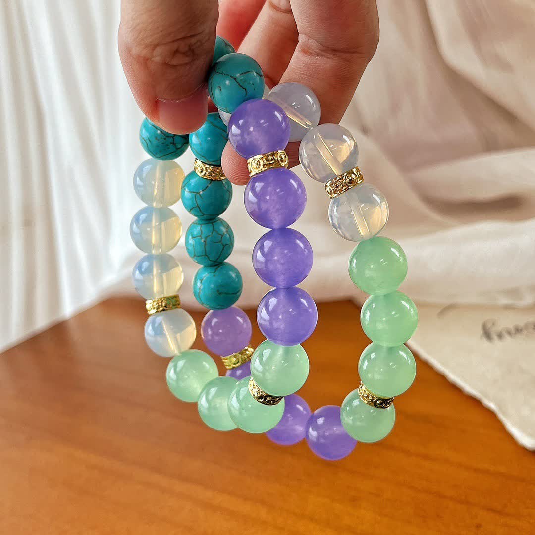 Pulsera de cuentas de piedra natural de 12 cm de Olivenorma 