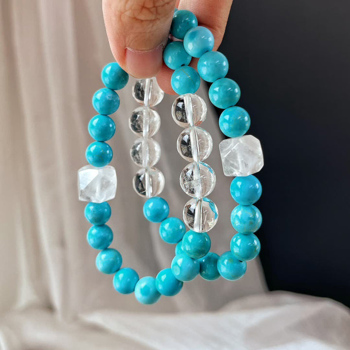 Pulsera de cuentas de cristal turquesa transparente de 12 cm de Olivenorma 