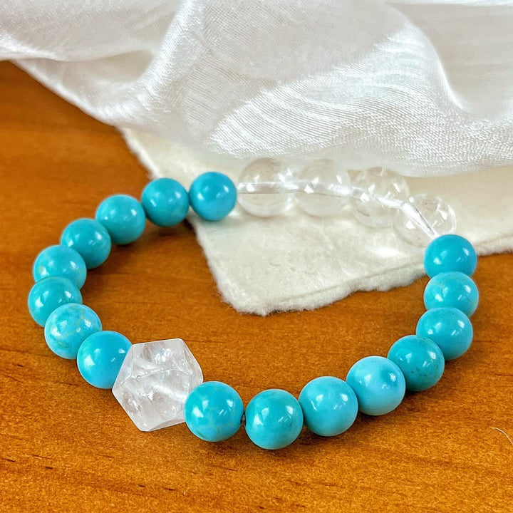 Pulsera de cuentas de cristal turquesa transparente de 12 cm de Olivenorma 