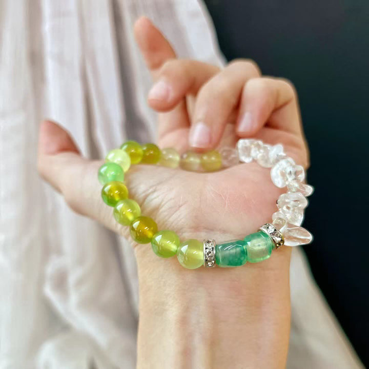 Pulsera de cuentas de peridoto de cristal transparente natural de 12 cm de Olivenorma
