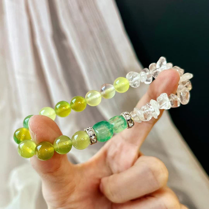 Pulsera de cuentas de peridoto de cristal transparente natural de 12 cm de Olivenorma