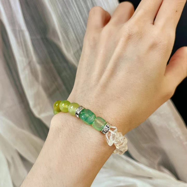 Pulsera de cuentas de peridoto de cristal transparente natural de 12 cm de Olivenorma