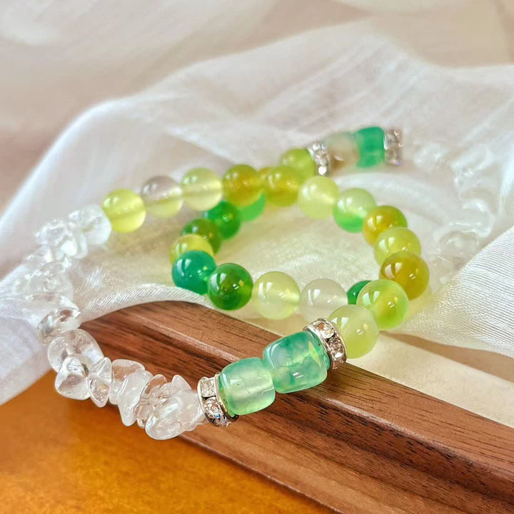 Pulsera de cuentas de peridoto de cristal transparente natural de 12 cm de Olivenorma