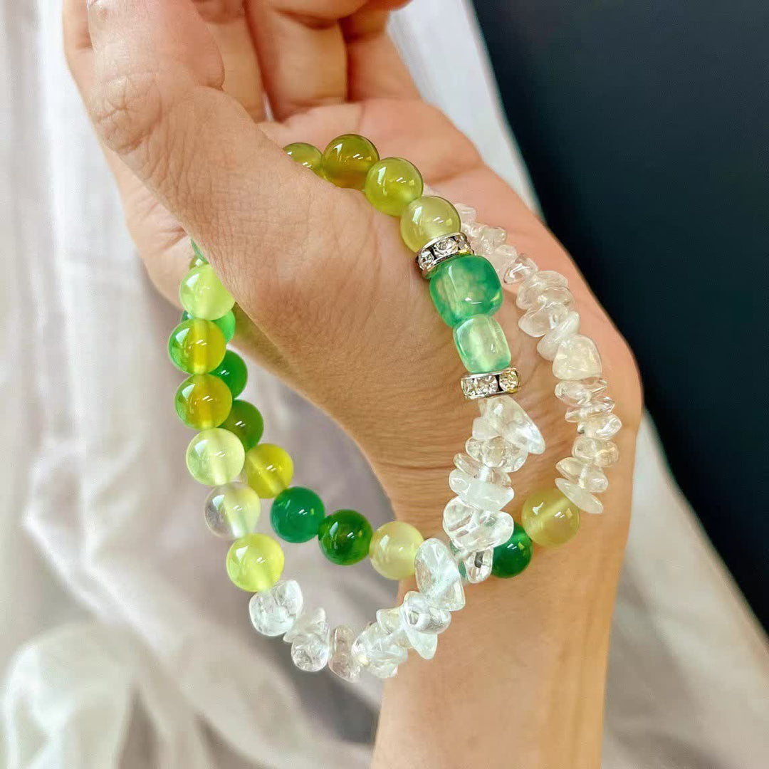 Pulsera de cuentas de peridoto de cristal transparente natural de 12 cm de Olivenorma