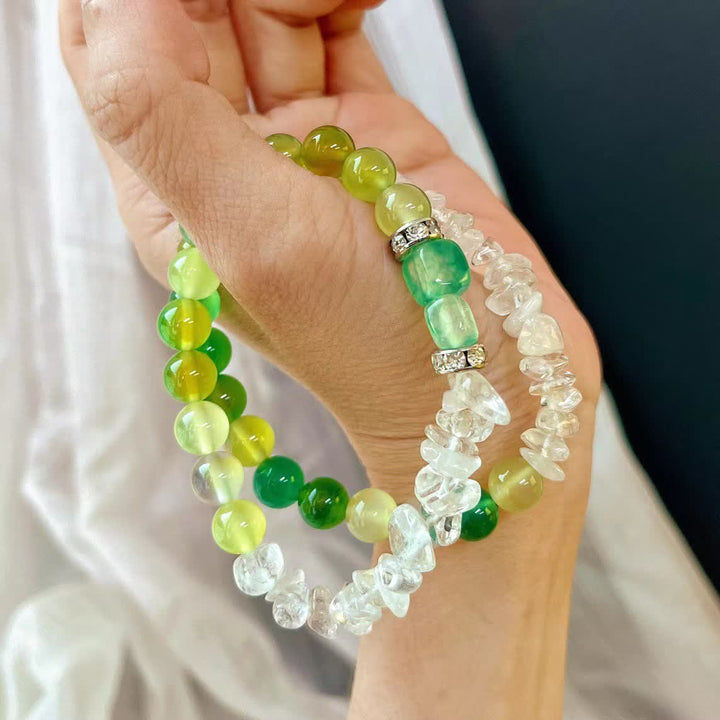 Pulsera de cuentas de peridoto de cristal transparente natural de 12 cm de Olivenorma