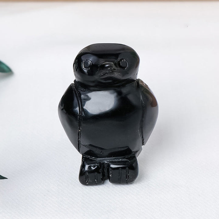 Adorno decorativo de pingüino de piedra cruda grabada de Olivenorma