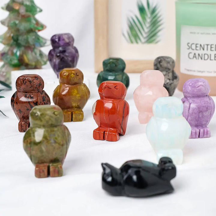 Adorno decorativo de pingüino de piedra cruda grabada de Olivenorma