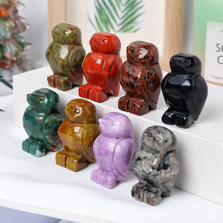 Adorno decorativo de pingüino de piedra cruda grabada de Olivenorma