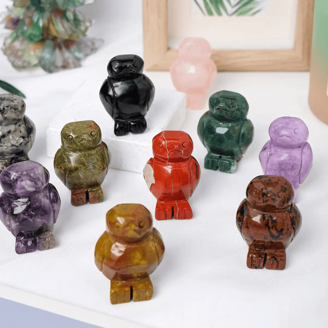 Adorno decorativo de pingüino de piedra cruda grabada de Olivenorma