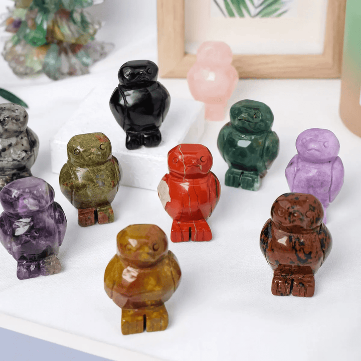Adorno decorativo de pingüino de piedra cruda grabada de Olivenorma