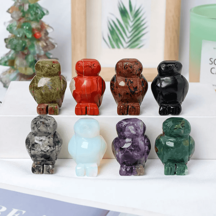 Adorno decorativo de pingüino de piedra cruda grabada de Olivenorma